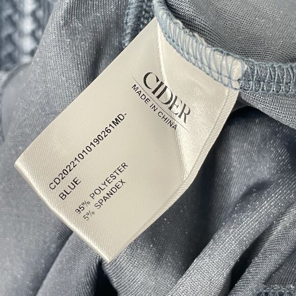 Cider Velvet Midi Dress XL Blue Stretch Textured Ruffle Y2K Sweetheart Party - Picture 6 of 7